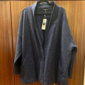 New Eileen Fisher Midnight Blue Boiled Wool Jacket